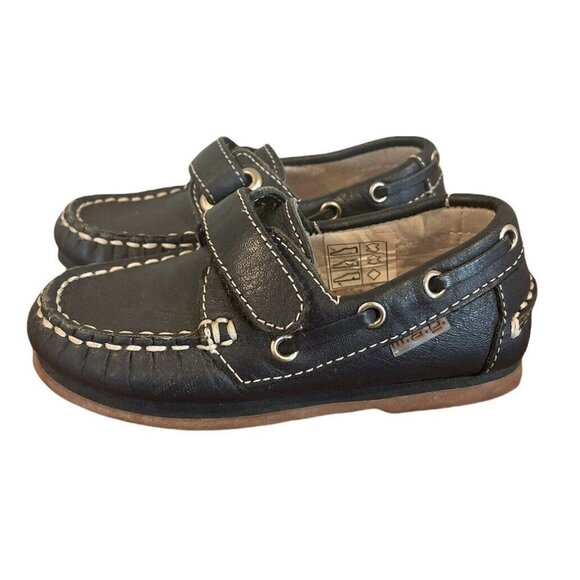 marine wag kids shoes loafers Size 23 US 7 Blue  Leather Hook Loop Dress - Picture 1 of 10